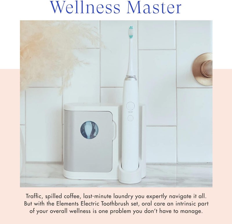 Vanity Planet Elements Ultrasonic Electric Toothbrush - Silver - Advanced Oral Care with UV Sanitizing Charger Base with 3 Replacement Heads - 99.9% Effective Keeping Your Teeth Clean - Image 5